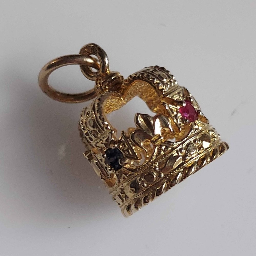 10k Crown Charm/Pendant with Stones